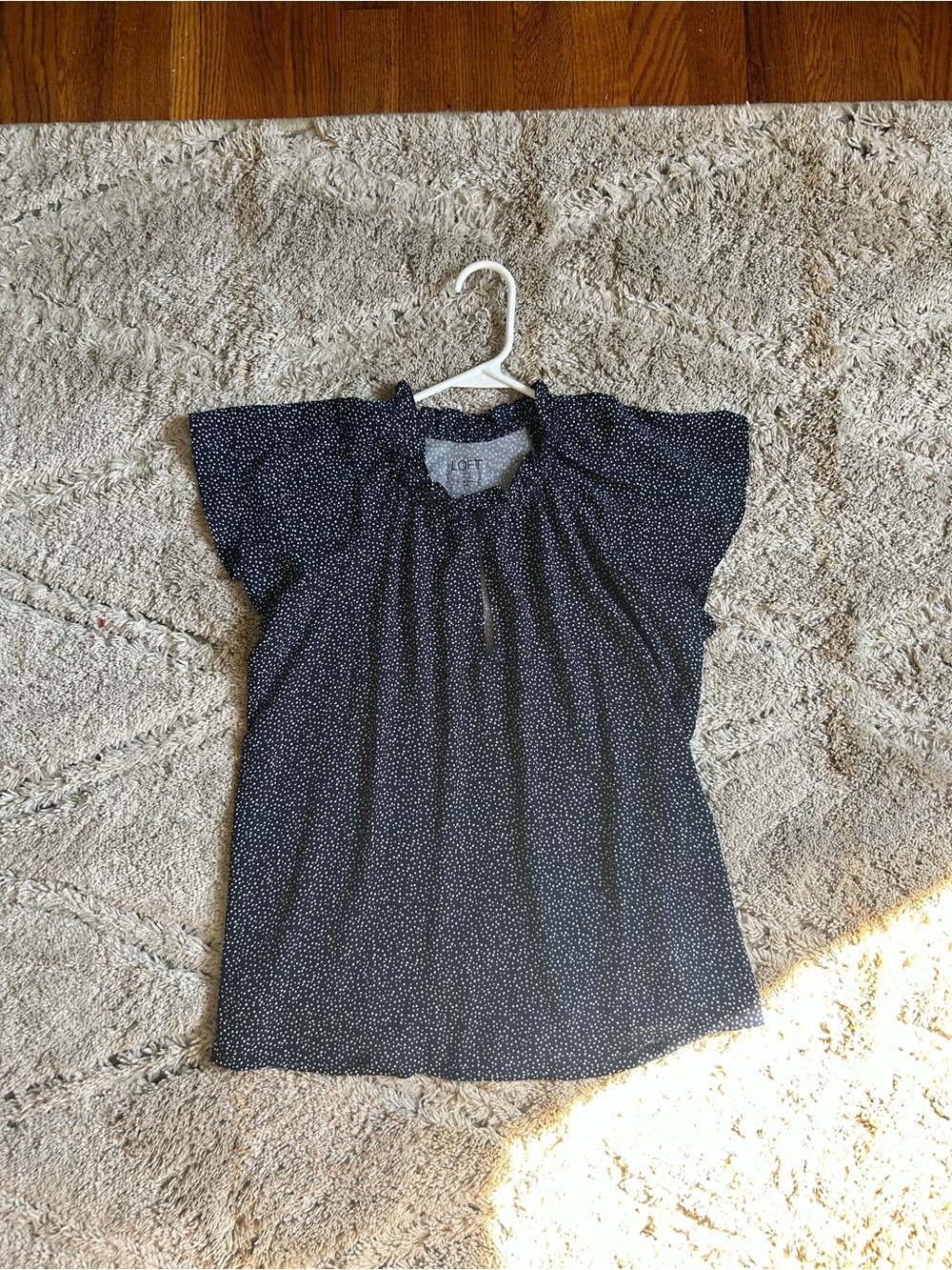 LOFT Girls' Navy Dot Flutter Sleeve Top